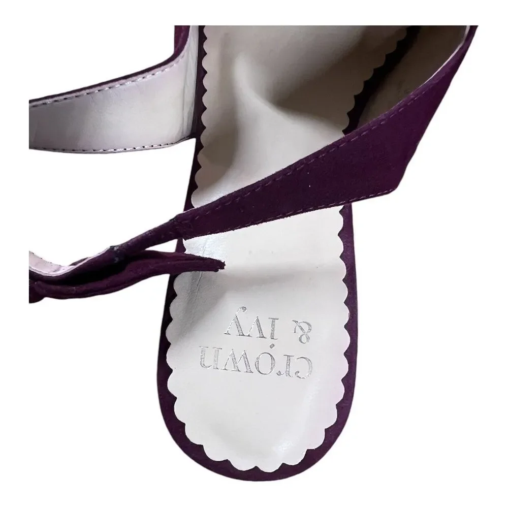 Crown & Ivy Maroon & Navy Suede Flats‎ With Bow On Back Women's Size 6M